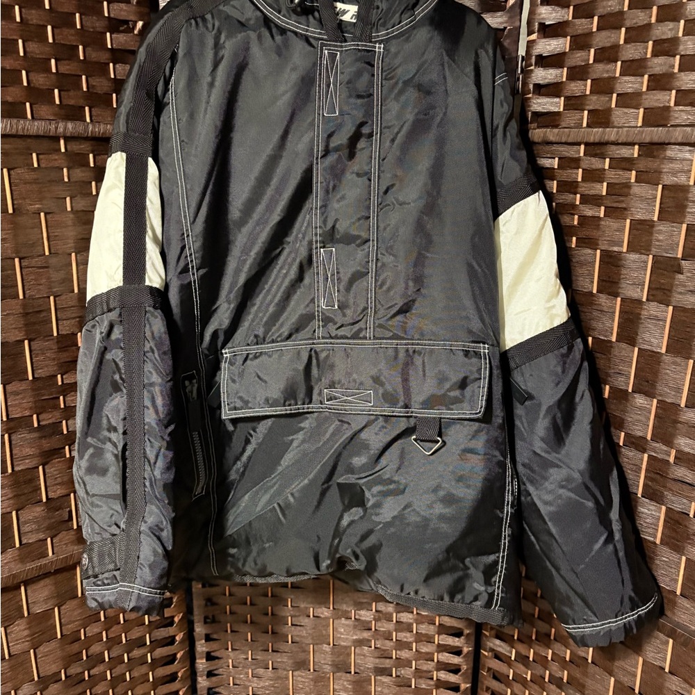 Vintage 90s New River Snowboard Jacket Black & White | Size Large